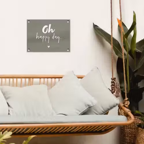 Oh happy day - Quotes - Tekst - Zomer tuinposter los doek klein -sfeer7
