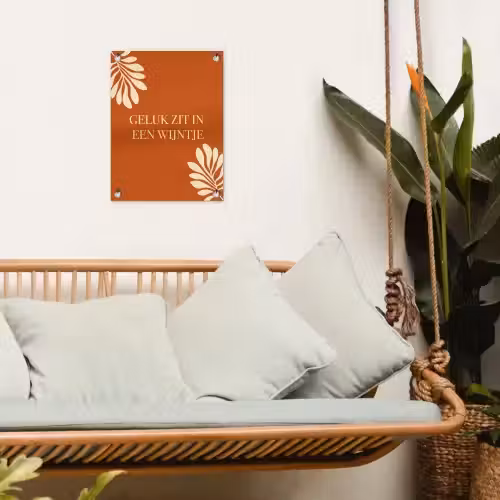 Oranje - Wijntje - Quote tuinposter los doek klein -sfeer7