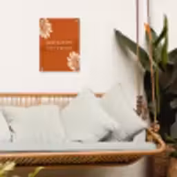 Oranje - Wijntje - Quote tuinposter los doek klein -sfeer7