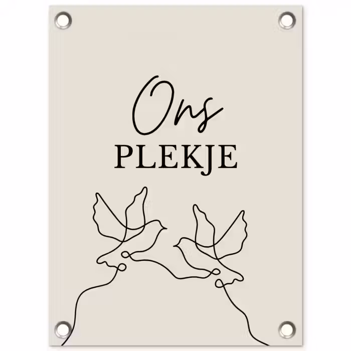 Ons Plekje met Vogels tuinposter los doek klein -3d