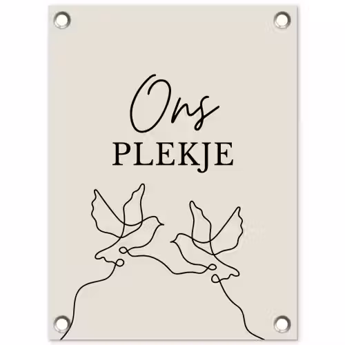 Ons Plekje met Vogels tuinposter los doek klein -3d