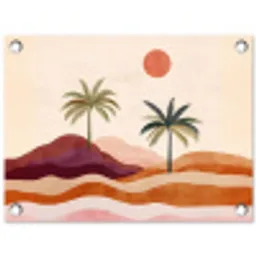Palmbomen - Abstract - Zon - Heuvels tuinposter los doek klein -3d