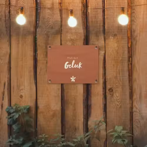 Pluk het Geluk tuinposter los doek klein -sfeer1