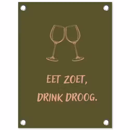Roze - Groen - Wijn - Quote tuinposter los doek klein -3d