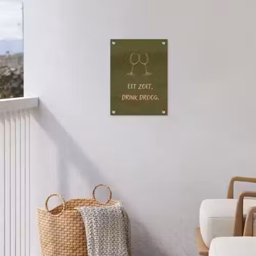 Roze - Groen - Wijn - Quote tuinposter los doek klein -sfeer8