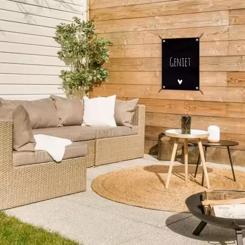 Spreuken - Quotes - Geniet tuinposter los doek klein -sfeer4