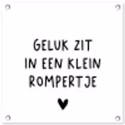 Spreuken - Quotes - Geluk zit in een klein rompertje tuinposter los doek klein -3d