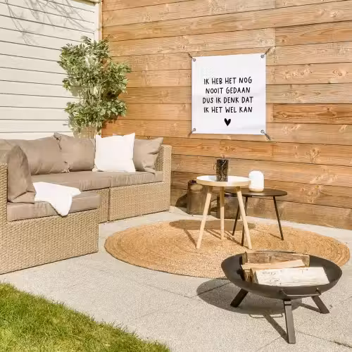 Spreuken - Quotes - Ik heb het nog nooit gedaan dus tuinposter los doek klein -sfeer4
