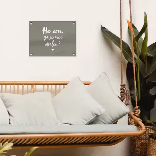 Spreuken - Zomer - Hé zon, ga je mee stralen? - Zon - Tekst tuinposter los doek klein -sfeer7