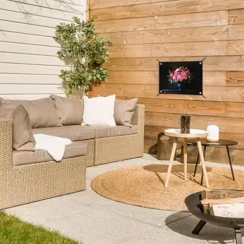 Quote - Bloemen - Vaas - Neon tuinposter los doek klein -sfeer4