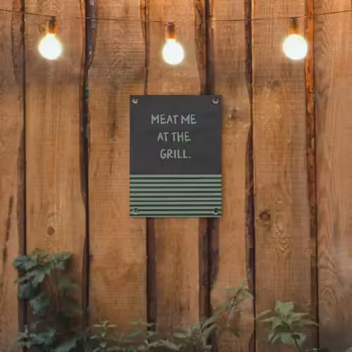 Quote - Groen - Grill - Zomer tuinposter los doek klein -sfeer1