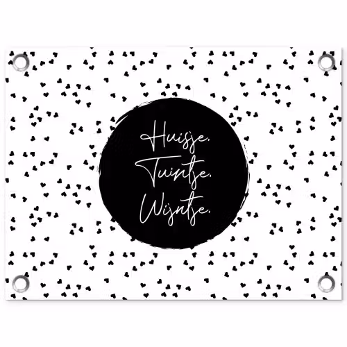 Quotes - Huisje. Tuintje. Wijntje. - Wijn - Tekst tuinposter los doek klein -3d