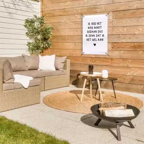 Quotes - Ik heb het nog nooit gedaan dus - Spreuken tuinposter los doek klein -sfeer4
