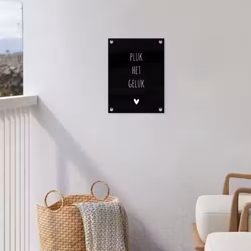 Quotes - Spreuken - Pluk het geluk tuinposter los doek klein -sfeer8