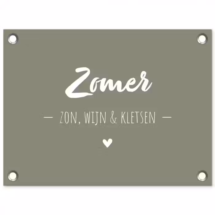 Quotes - Zomer, zon, wijn & kletsen - Tekst - Zomer tuinposter los doek klein -3d