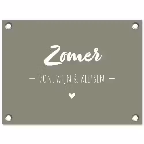 Quotes - Zomer, zon, wijn & kletsen - Tekst - Zomer tuinposter los doek klein -3d