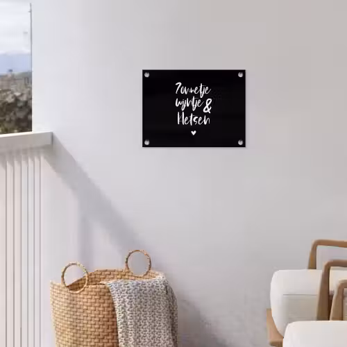 Quotes - Zonnetje, wijntje & kletsen - Tekst - Wijn - Zomer tuinposter los doek klein -sfeer8