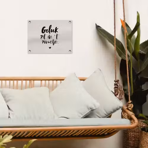 Quotes - Tekst - Geluk zit in 't zonnetje - Zomer tuinposter los doek klein -sfeer7