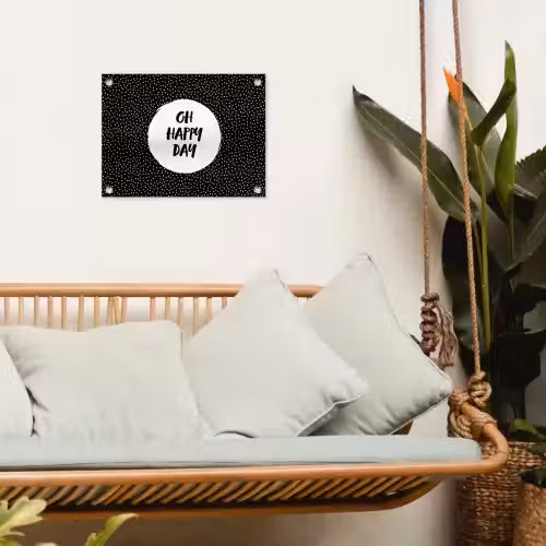 Quotes - Tekst - Oh happy day - Geluk tuinposter los doek klein -sfeer7