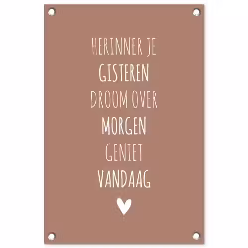 Herinner je gisteren droom over morgen geniet vandaag - Quotes - Spreuken tuinposter los doek klein -3d