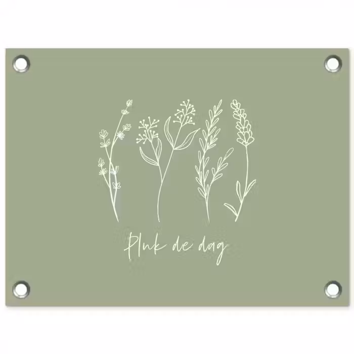 Pluk de Dag tuinposter los doek klein -3d