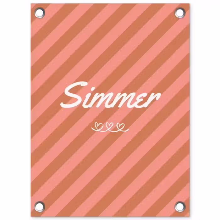 Simmer - Hartjes - Strepen - Roze tuinposter los doek klein -3d