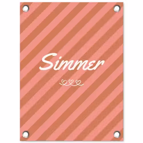 Simmer - Hartjes - Strepen - Roze tuinposter los doek klein -3d