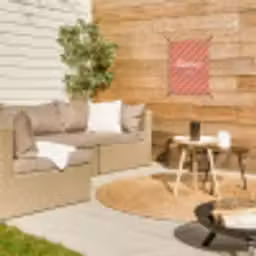 Simmer - Hartjes - Strepen - Roze tuinposter los doek klein -sfeer4