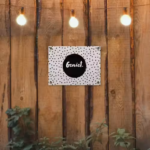 Geniet - Quotes - Tekst - Stippen tuinposter los doek klein -sfeer1
