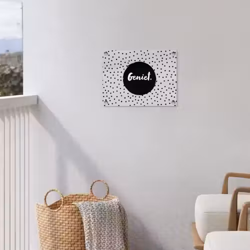 Geniet - Quotes - Tekst - Stippen tuinposter los doek klein -sfeer8