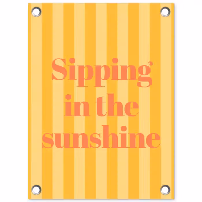Gestreept - Geel - Sunshine - Letters tuinposter los doek klein -3d