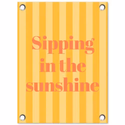 Gestreept - Geel - Sunshine - Letters tuinposter los doek klein -3d