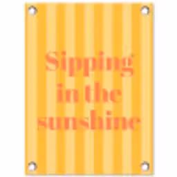 Gestreept - Geel - Sunshine - Letters tuinposter los doek klein -3d