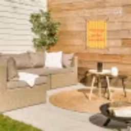 Gestreept - Geel - Sunshine - Letters tuinposter los doek klein -sfeer4