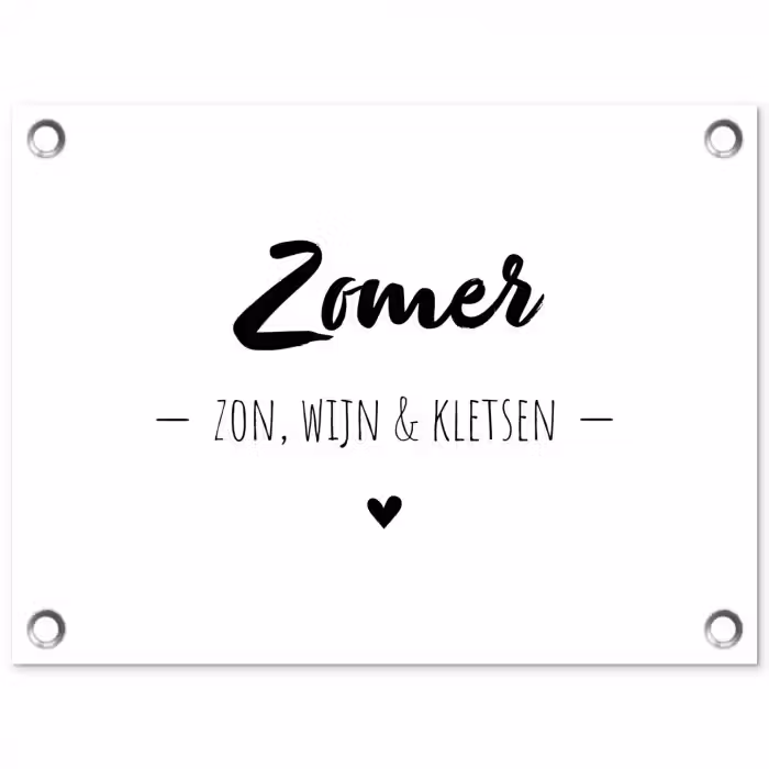 Zomer, zon, wijn & kletsen - Quotes - Tekst - Wijn - Zomer tuinposter los doek klein -3d