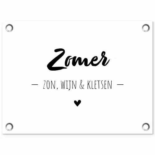 Zomer, zon, wijn & kletsen - Quotes - Tekst - Wijn - Zomer tuinposter los doek klein -3d