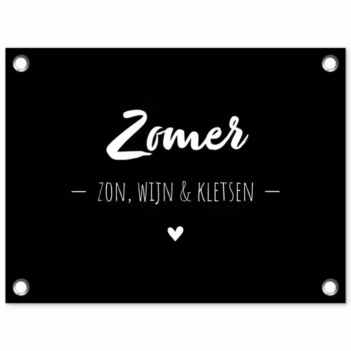 Zomer, zon, wijn & kletsen - Tekst - Zomer - Wijn - Quotes tuinposter los doek klein -3d