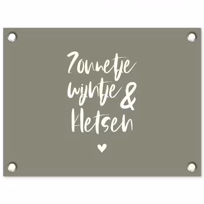 Zomer - Tekst - Zonnetje, wijntje & kletsen - Quotes tuinposter los doek klein -3d