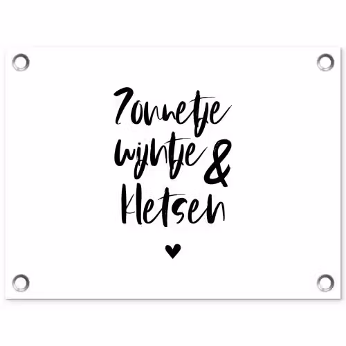 Zonnetje, wijntje & kletsen - Quotes - Tekst - Zomer - Wijn tuinposter los doek klein -3d