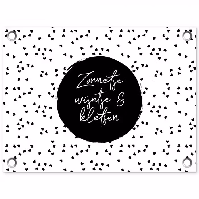 Zonnetje, wijntje & kletsen - Quotes - Tekst - Wijn - Zomer tuinposter los doek klein -3d