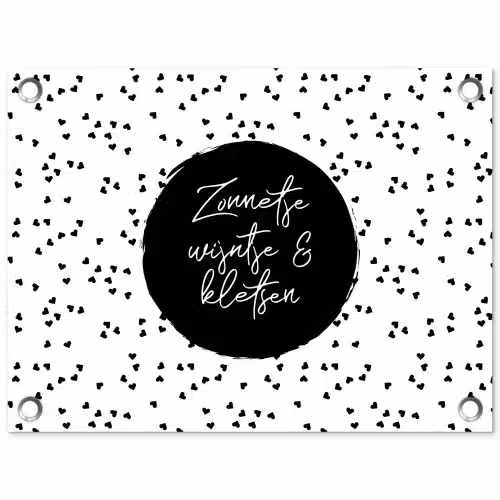 Zonnetje, wijntje & kletsen - Quotes - Tekst - Wijn - Zomer tuinposter los doek klein -3d