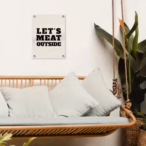 Tekst - Blokletters - Zwart - Vlees tuinposter los doek klein -sfeer7