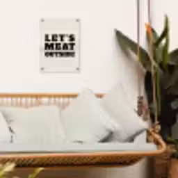 Tekst - Blokletters - Zwart - Vlees tuinposter los doek klein -sfeer7