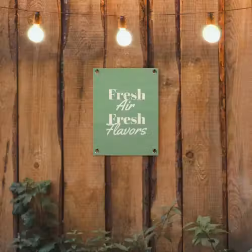 Tekst - Groen - Sierlijk - Letters tuinposter los doek klein -sfeer1