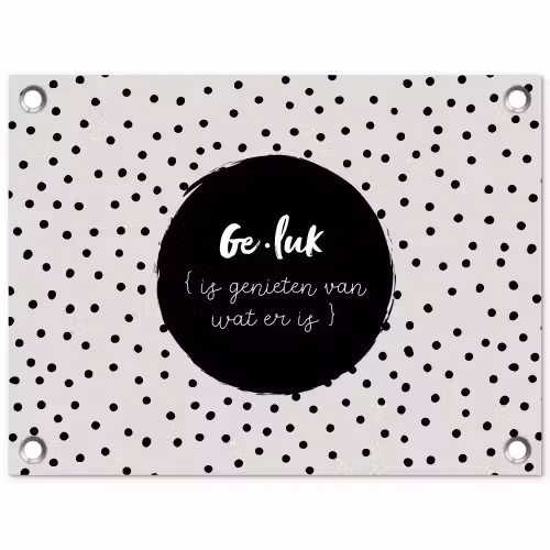 Tekst - Geluk definitie - Quotes - Geluk (is genieten van wat er is) - Woordenboek tuinposter los doek klein -3d