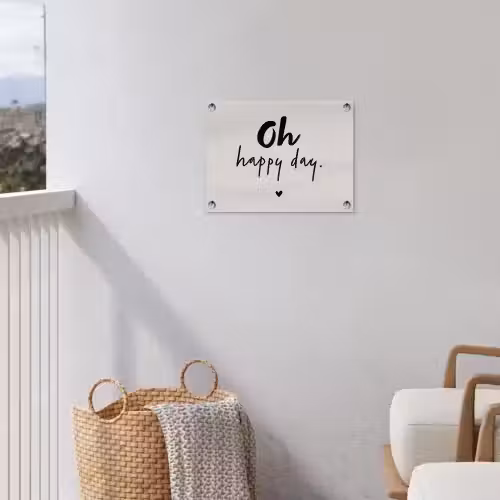 Tekst - Oh happy day - Quotes - Blij tuinposter los doek klein -sfeer8