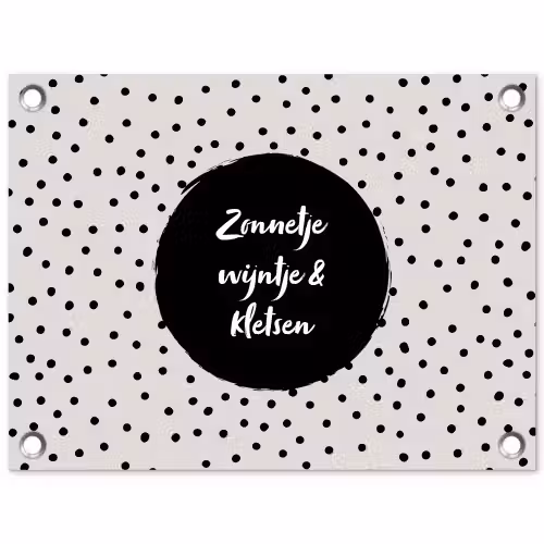 Tekst - Quotes - Zonnetje, wijntje & kletsen - Wijn tuinposter los doek klein -3d