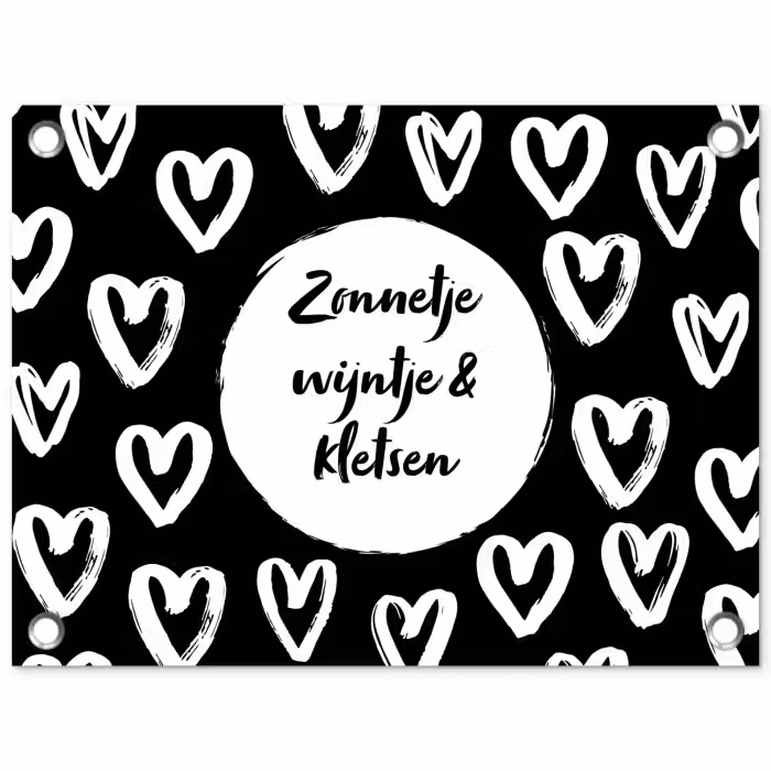 Tekst - Zonnetje, wijntje & kletsen - Quotes - Wijn - Tuin tuinposter los doek klein -3d