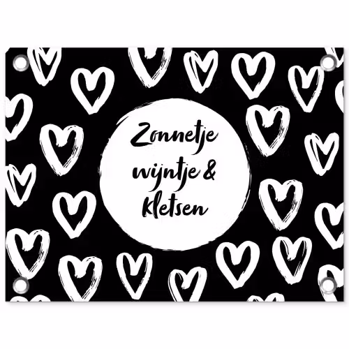 Tekst - Zonnetje, wijntje & kletsen - Quotes - Wijn - Tuin tuinposter los doek klein -3d