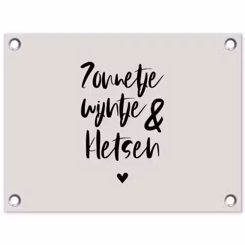 Tekst - Wijn - Zonnetje, wijntje & kletsen - Quotes tuinposter los doek klein -3d
